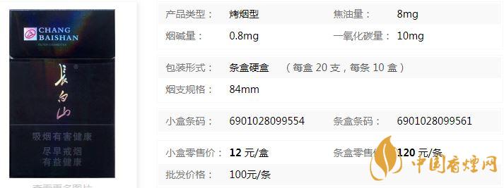 長白山8mg多少錢一盒 長白山8mg黑盒價(jià)格表詳情