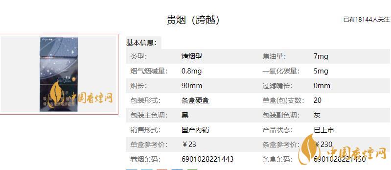 貴煙跨越多少一盒 貴煙跨越的最新售價